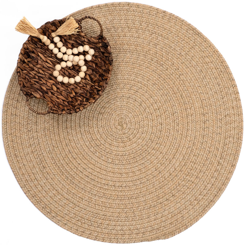 Simplicity Flax Braided Rug Round Roomshot image