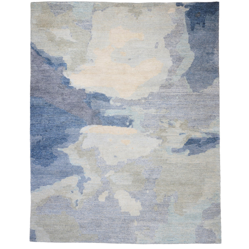 Aquarelles Bleu Hand Knotted Rug Rectangle SiloR image