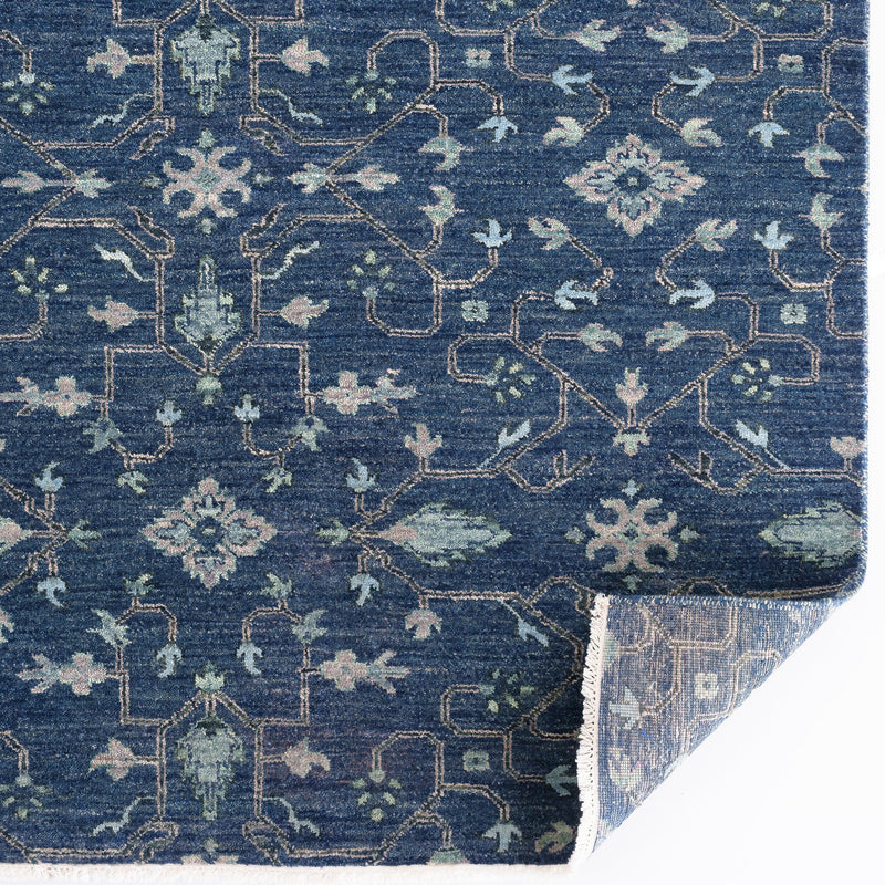 Ethereal Navy Hand Knotted Rug Rectangle Back image