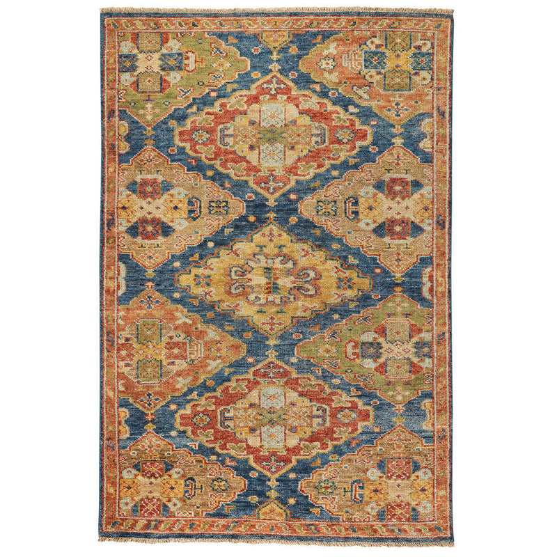 Charise-Kazak Blue Multi Hand Knotted Rug Rectangle SiloR image