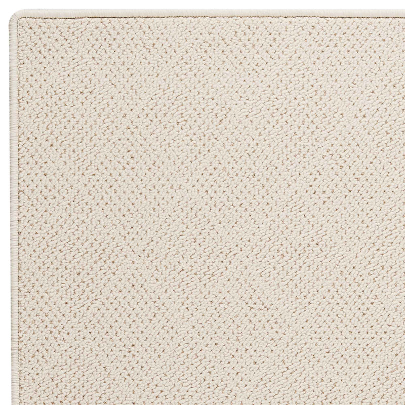 White Wicker-Serged Machine Woven Rug Rectangle Corner image