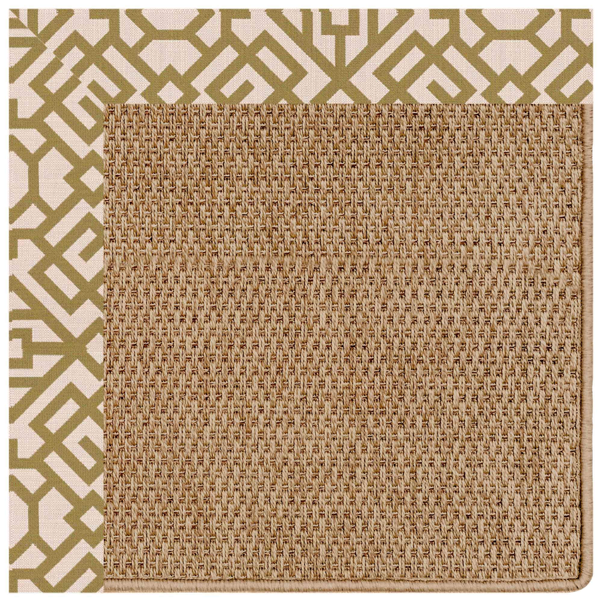 Islamorada-Basketweave Lattice Pesto Indoor/Outdoor Bordere Rectangle image