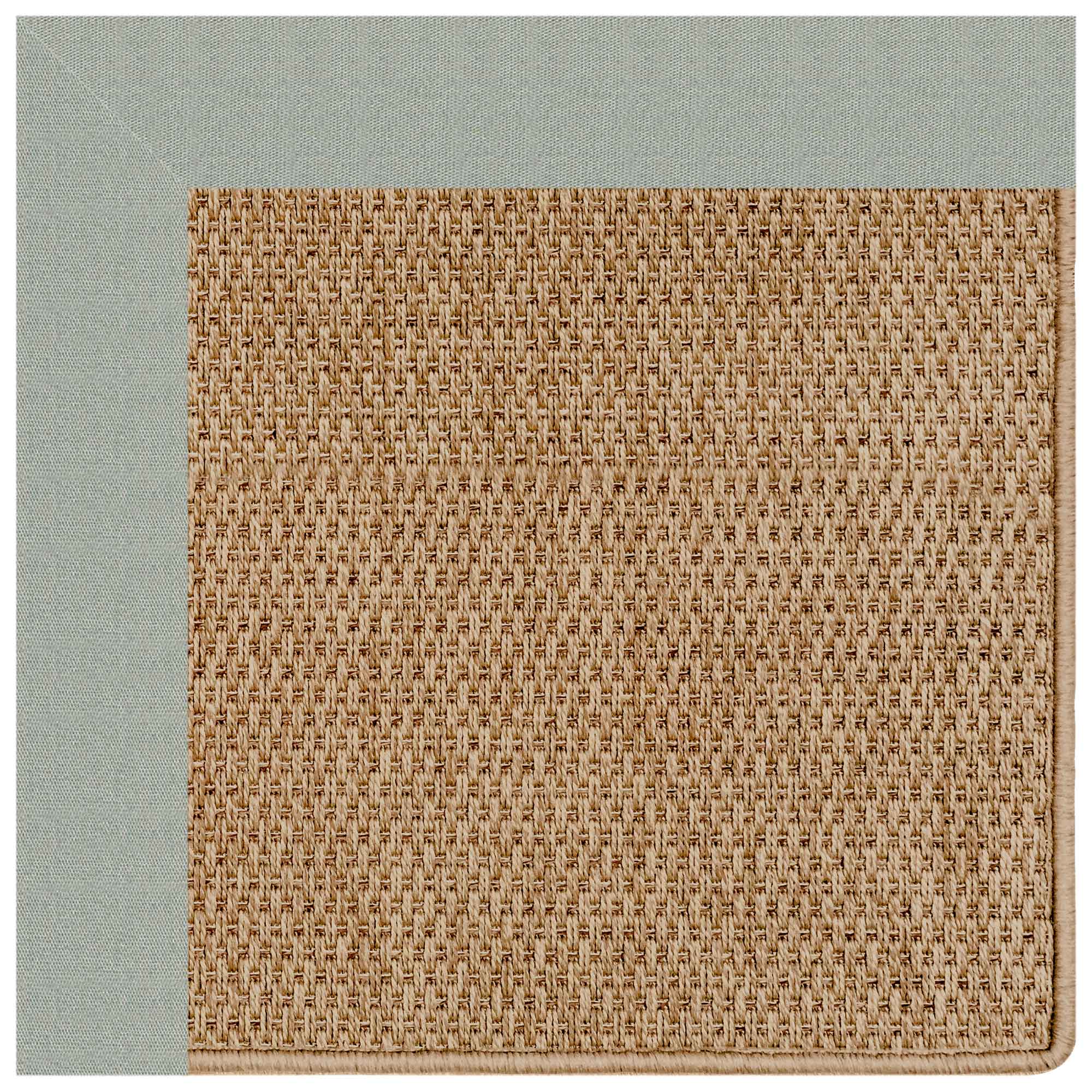 Islamorada-Basketweave Canvas Spa Blue Indoor/Outdoor Bordere Rectangle image