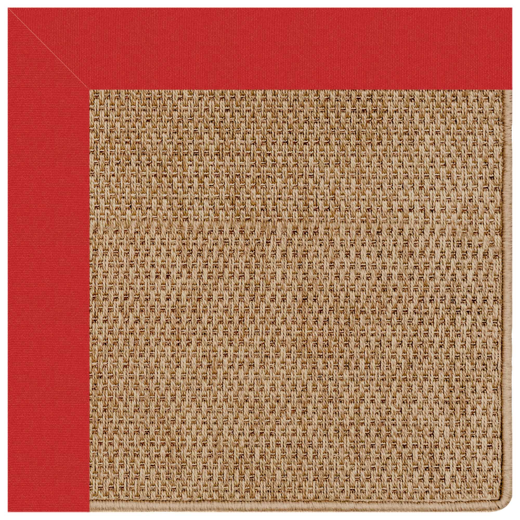 Islamorada-Basketweave Canvas Jockey Red Indoor/Outdoor Bordere Rectangle image