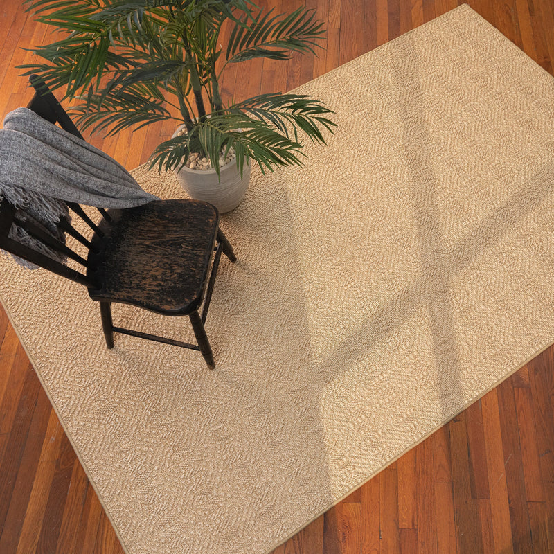 Anton Buttermilk Machine Woven Rug Rectangle Roomshot image