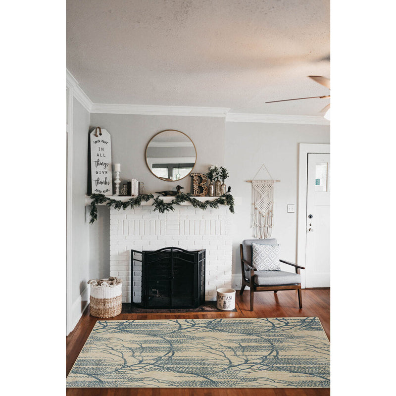 Willow Azul Machine Woven Rug Rectangle Roomshot image