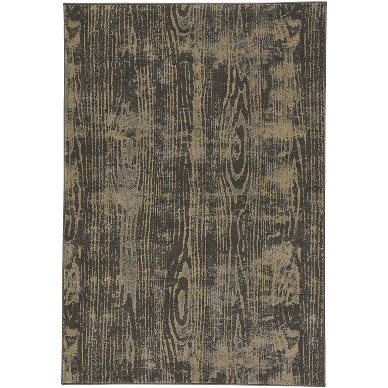 Woodgrain Charcoal Machine Woven Rug Rectangle SiloR image