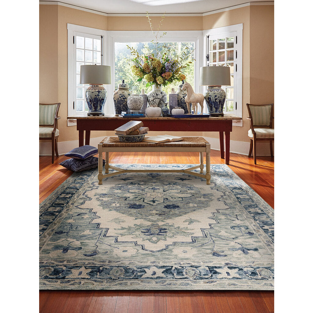 Avanti-Medallion Ivory Denim Hand Tufted Rug Rectangle image