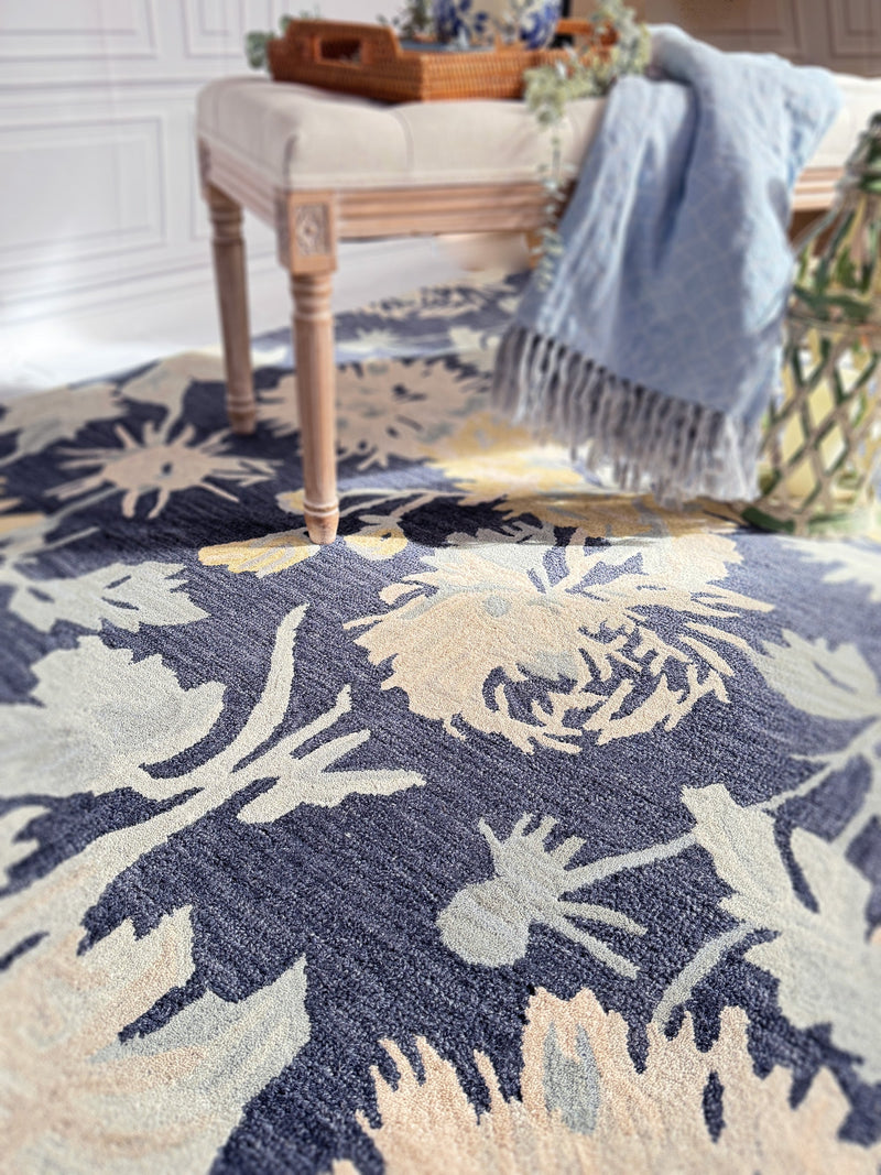Avanti-Floral Nouveau Blue Multi Hand Tufted Rug Rectangle Roomshot image