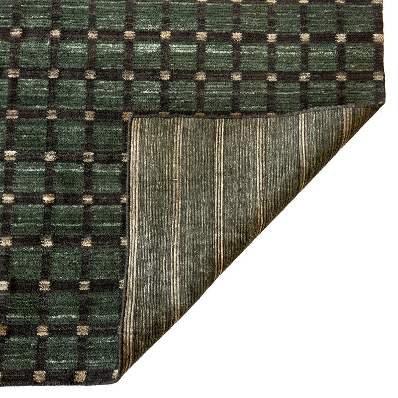 Tattersall Jade Hand Loomed Area Rug Rectangle Back image