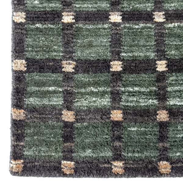 Tattersall Jade Hand Loomed Area Rug Rectangle Corner image