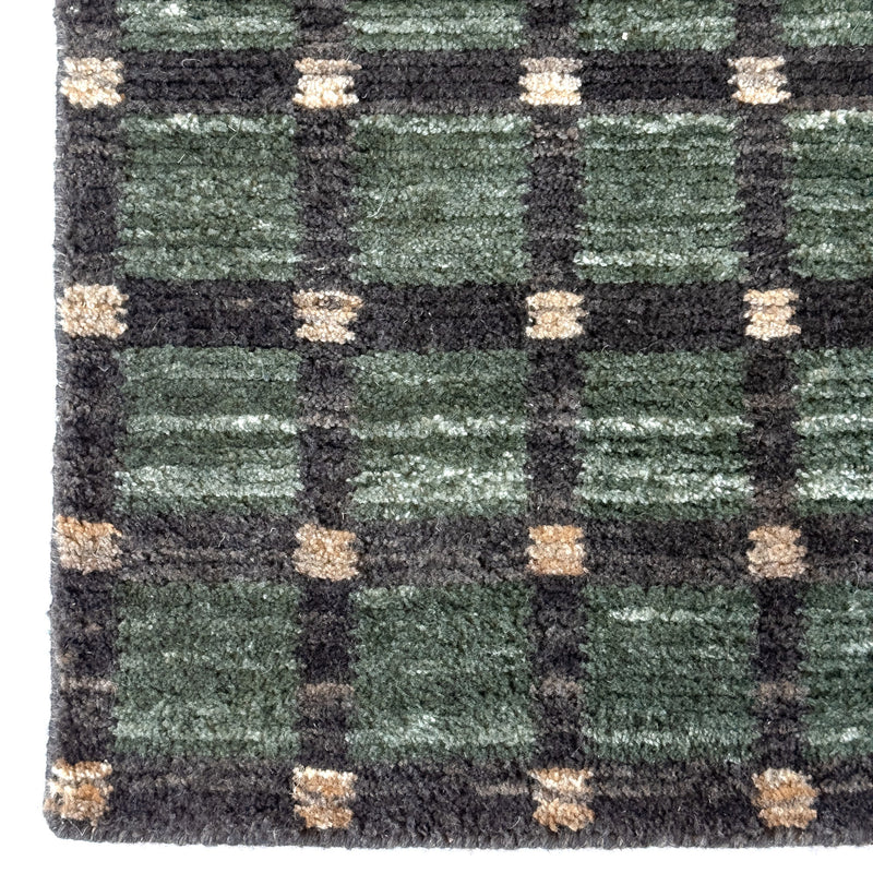 Tattersall Jade Hand Loomed Area Rug Rectangle Corner image