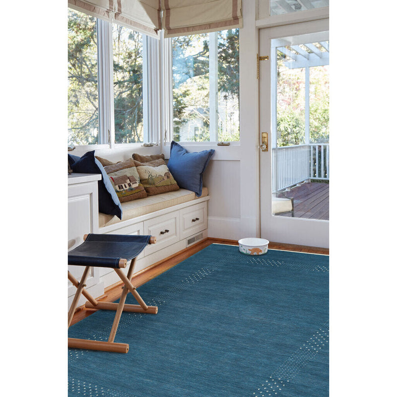 Simply Gabbeh Turquoise Hand Loomed Area Rug Rectangle Roomshot image