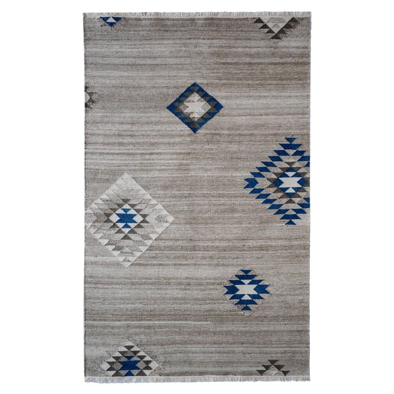 Azteca Indigo Taupe Flat Woven Rug Rectangle SiloR image