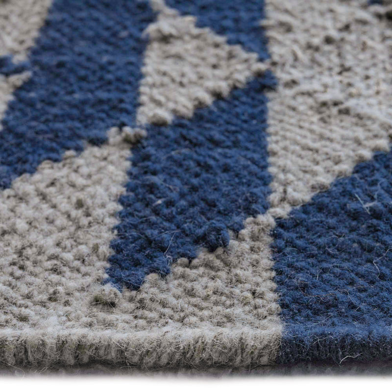 Azteca Indigo Taupe Flat Woven Rug Rectangle Cross Section image