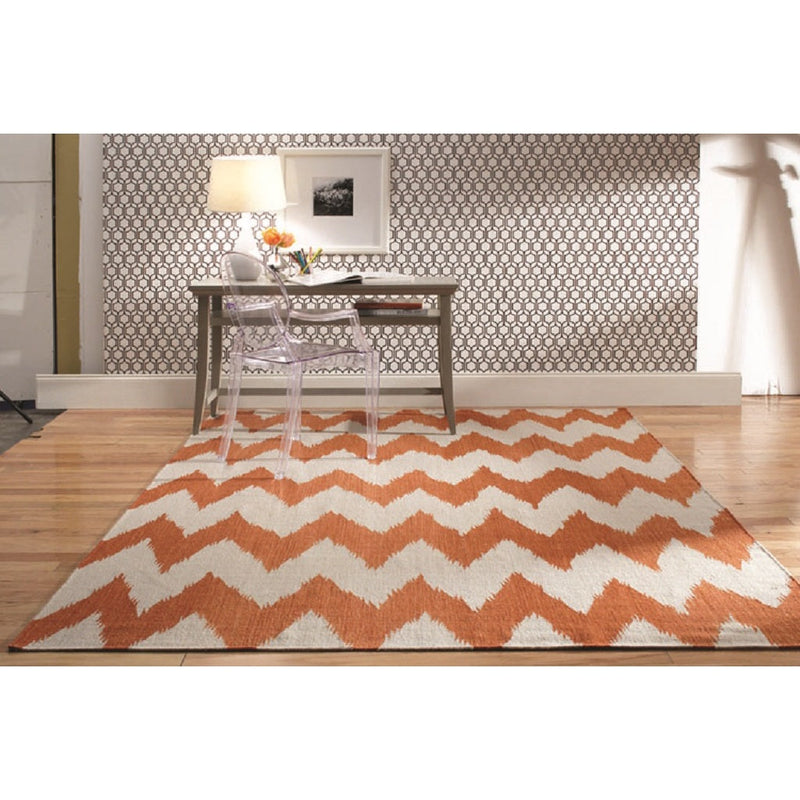 Wild Chev Saffron Flat Woven Rug Rectangle Roomshot image