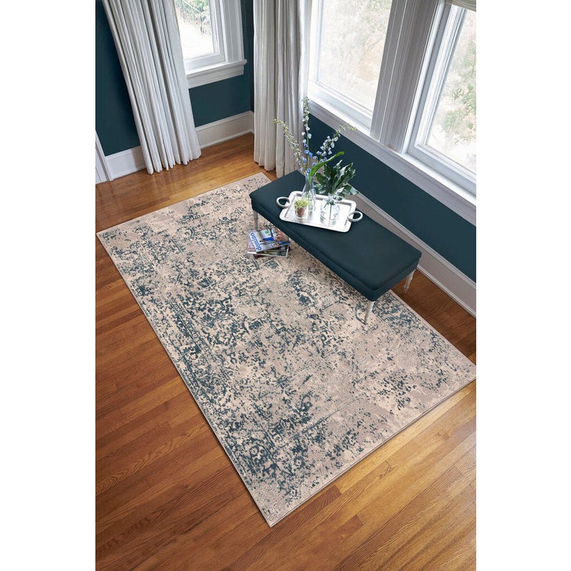 Milagros Blue Steel Machine Woven Rug Rectangle Roomshot image