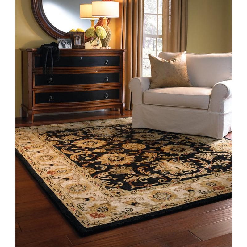 Eloquent Garden Brilliant Black Hand Tufted Rug Rectangle Roomshot image