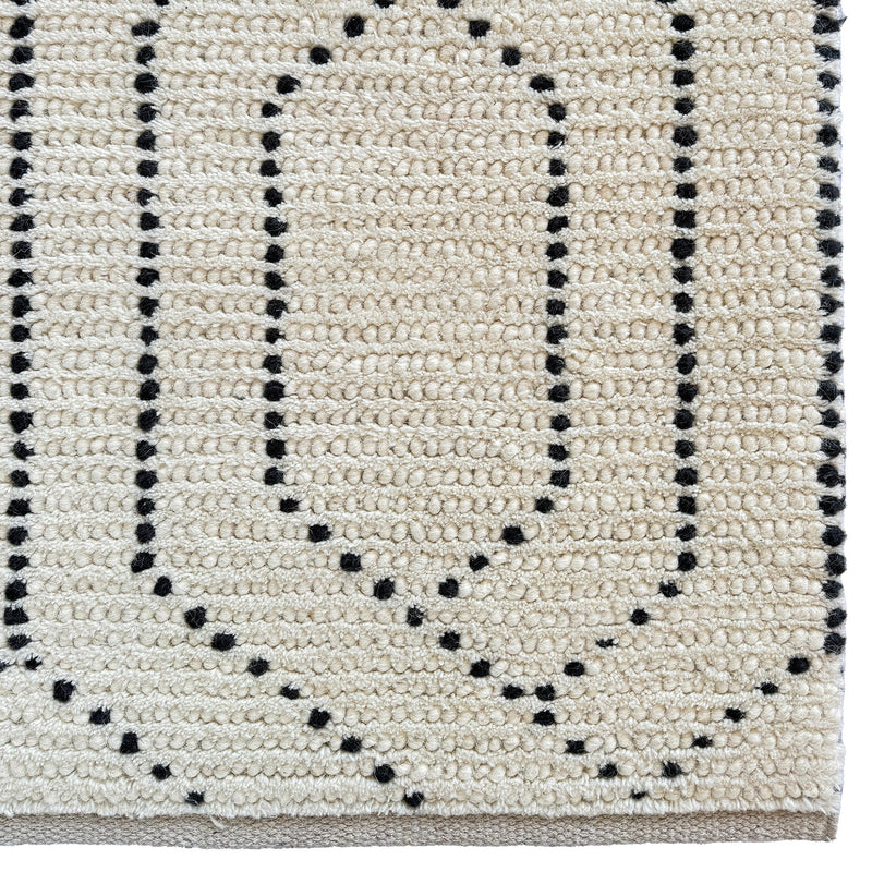 Geometrics Ivory Black Hand Woven Area Rug Rectangle Corner image