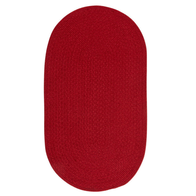 Heathered Scarlet Red Solid Braided Rug Oval image