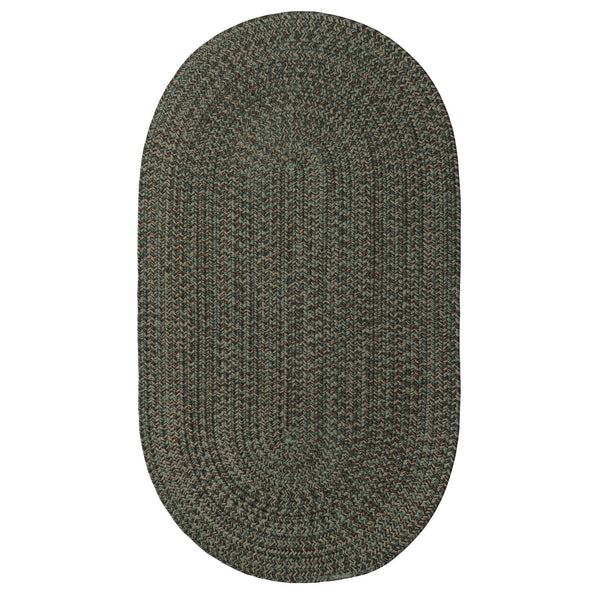 Stockton Dark Green Braided Rug Oval image