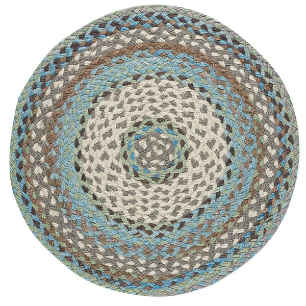 Wanderer Ocean Blue Braided Rug Round image