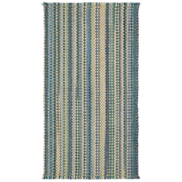 Hampton Seaglass Blue Flat Woven Rug Vertical Stripe Rectangle image