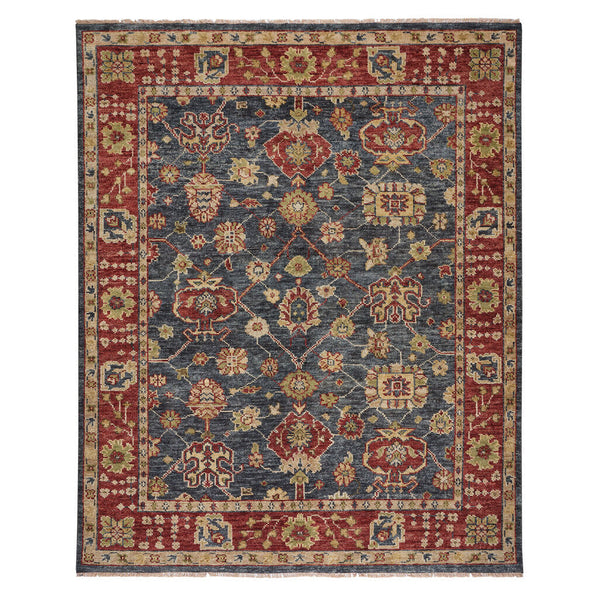 Charise-Peshawar Slate Ruby Hand Knotted Rug Rectangle image