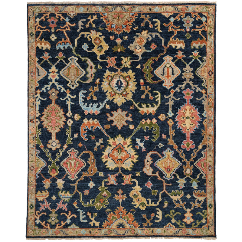 Charise-Palmette Dark Denim Hand Knotted Rug Rectangle image