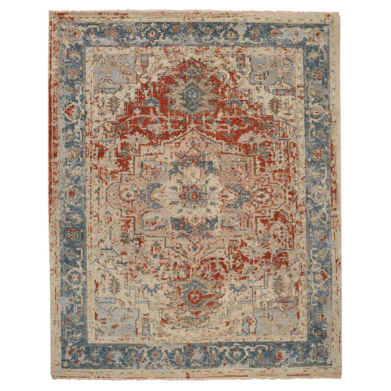 Andover Cream Blue Hand Knotted Rug Rectangle image