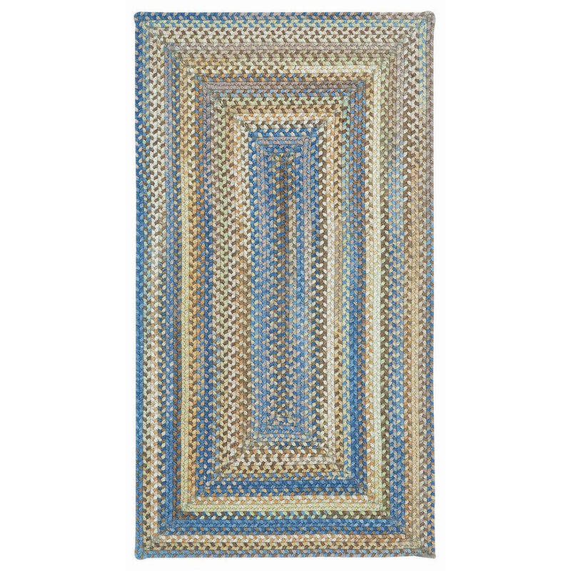 American Legacy Natural Blue Braided Rug Concentric image