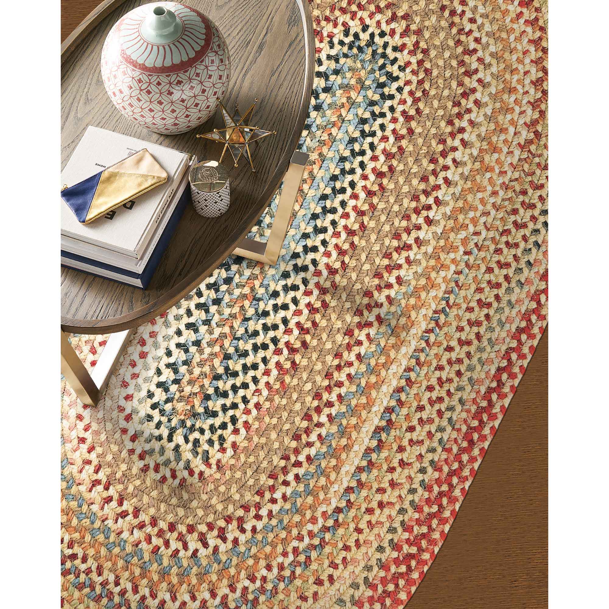 Americana Lt. Gold Braided Rug Oval Roomshot image