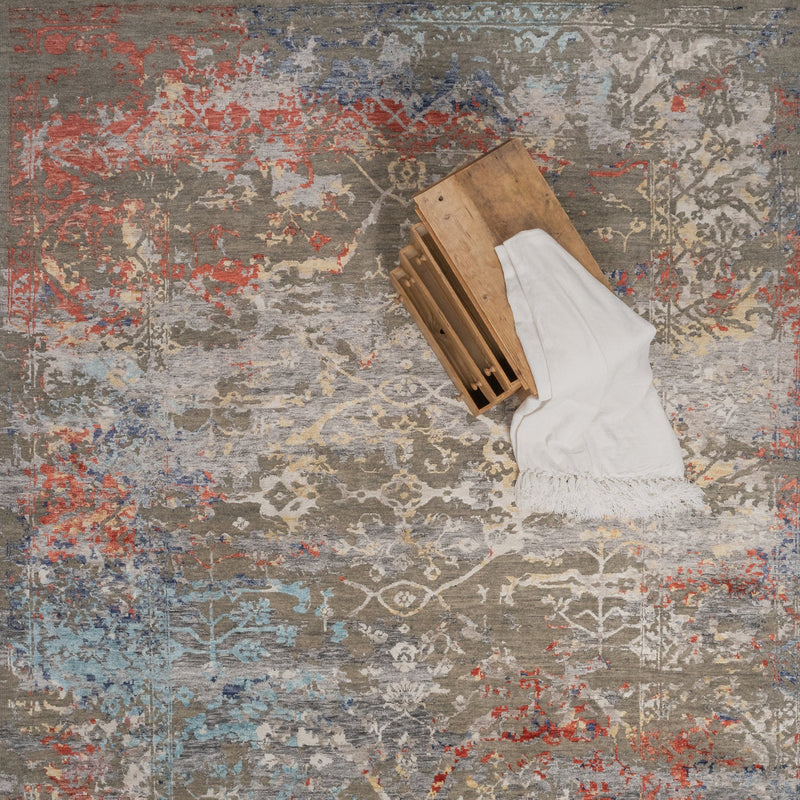 Carrara Charcoal Multi Hand Knotted Rug Rectangle Roomshot image