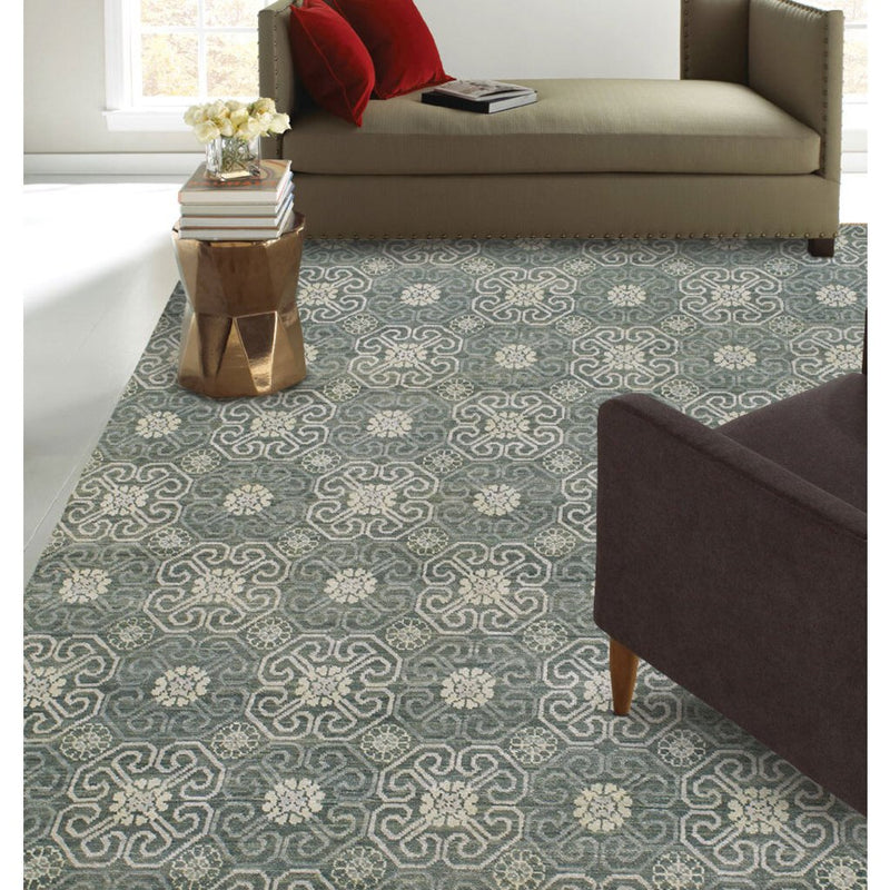 Siam-Flower Grey Hand Knotted Rug Rectangle Roomshot image