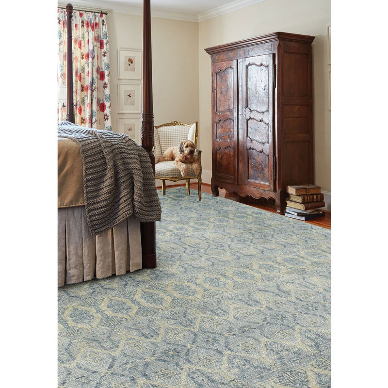 Siam-Temple Lt. Blue Hand Knotted Rug Rectangle Roomshot image