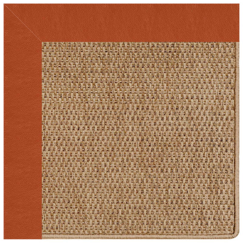 Islamorada-Basketweave Classic Persimmon Indoor/Outdoor Bordere Rectangle Corner image