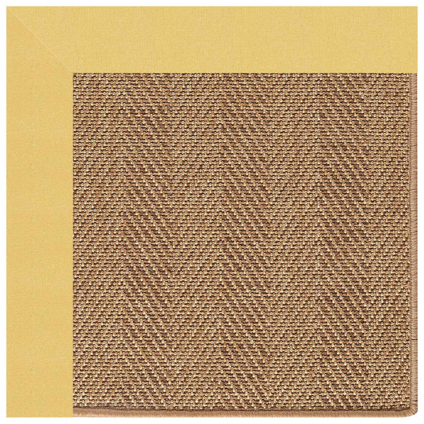 Islamorada-Herringbone Canvas Canary Indoor/Outdoor Bordere Rectangle Corner image