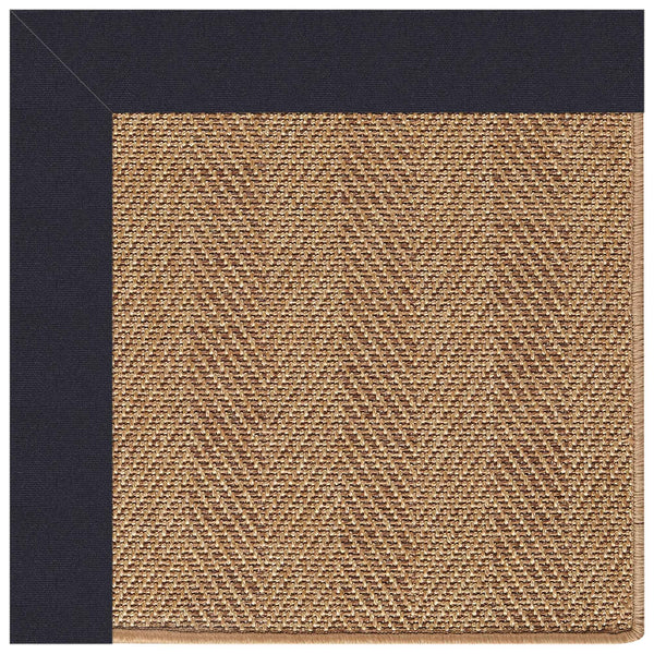 Islamorada-Herringbone Canvas Navy Indoor/Outdoor Bordere Rectangle Corner image