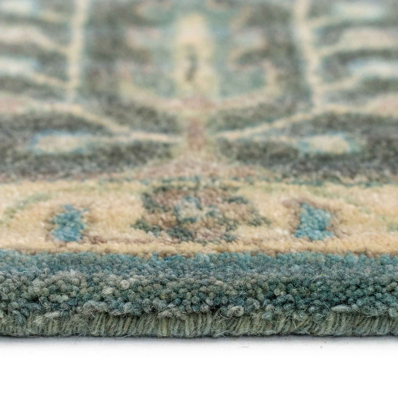 Izmir-Persian Cedars Dusty Blue Hand Tufted Rug Rectangle Cross Section image