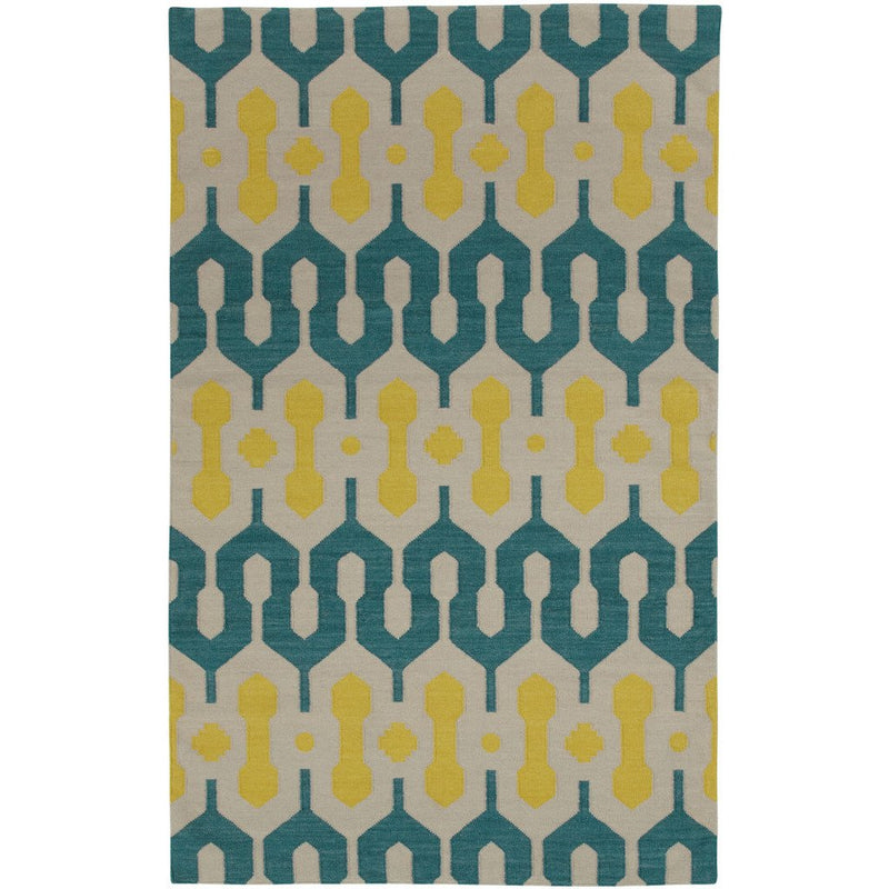 L'Alhambra Turquoise Leo Sun Flat Woven Rug Rectangle image