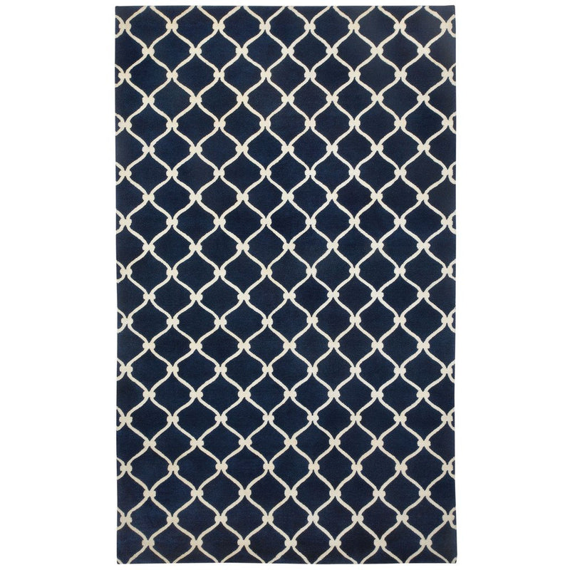 Fence Navy Ivory Hand Knotted Rug Rectangle image