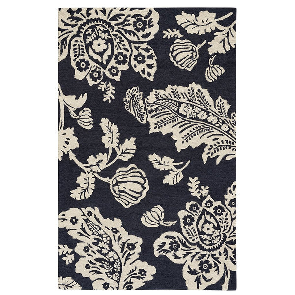 Everard Damask Noir Hand Tufted Rug Rectangle image