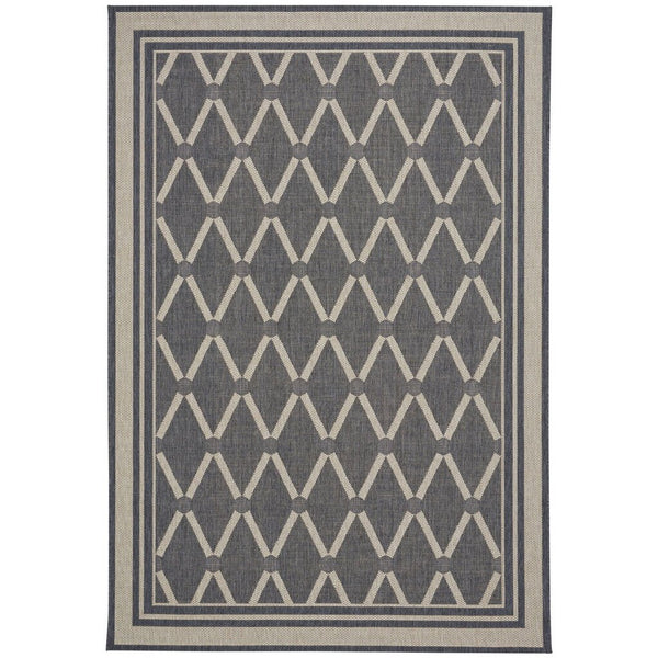 Finesse-Lattice Charcoal Machine Woven Rug Rectangle image