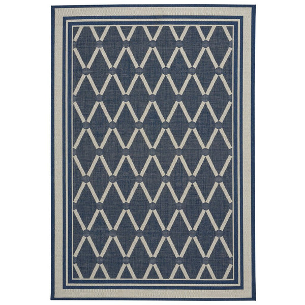 Finesse-Lattice Navy Machine Woven Rug Rectangle image