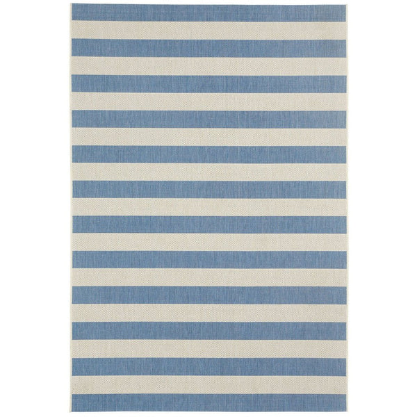 Finesse-Stripe Capri Blue Machine Woven Rug Rectangle image