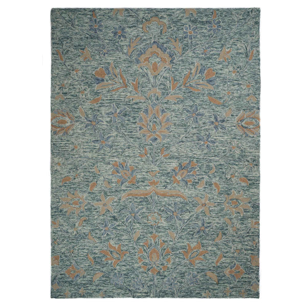 Athena-Floral Aqua Blue Hand Tufted Rug Rectangle image