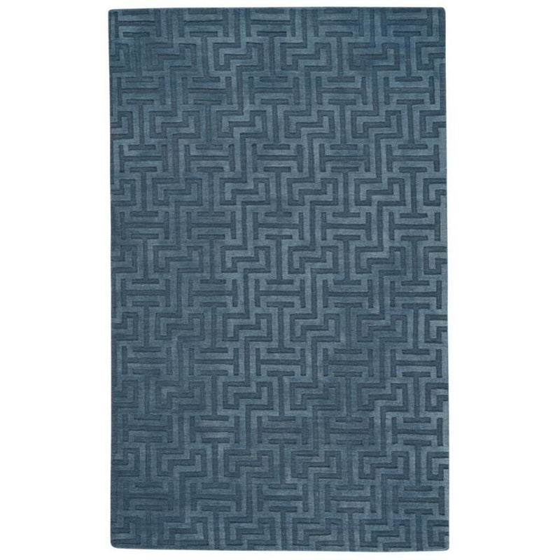 Gallery-Puzzle Slate Blue Hand Loomed Area Rug Rectangle image